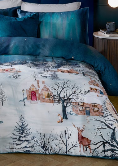 Paoletti Starlight 100% Cotton  Midnight Blue Duvet Set