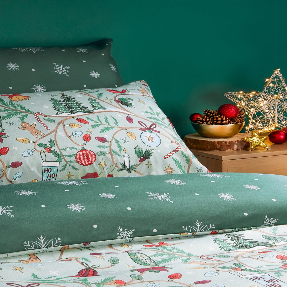 Duvet Day Noelle Soft Touch Reversible Green Duvet Set