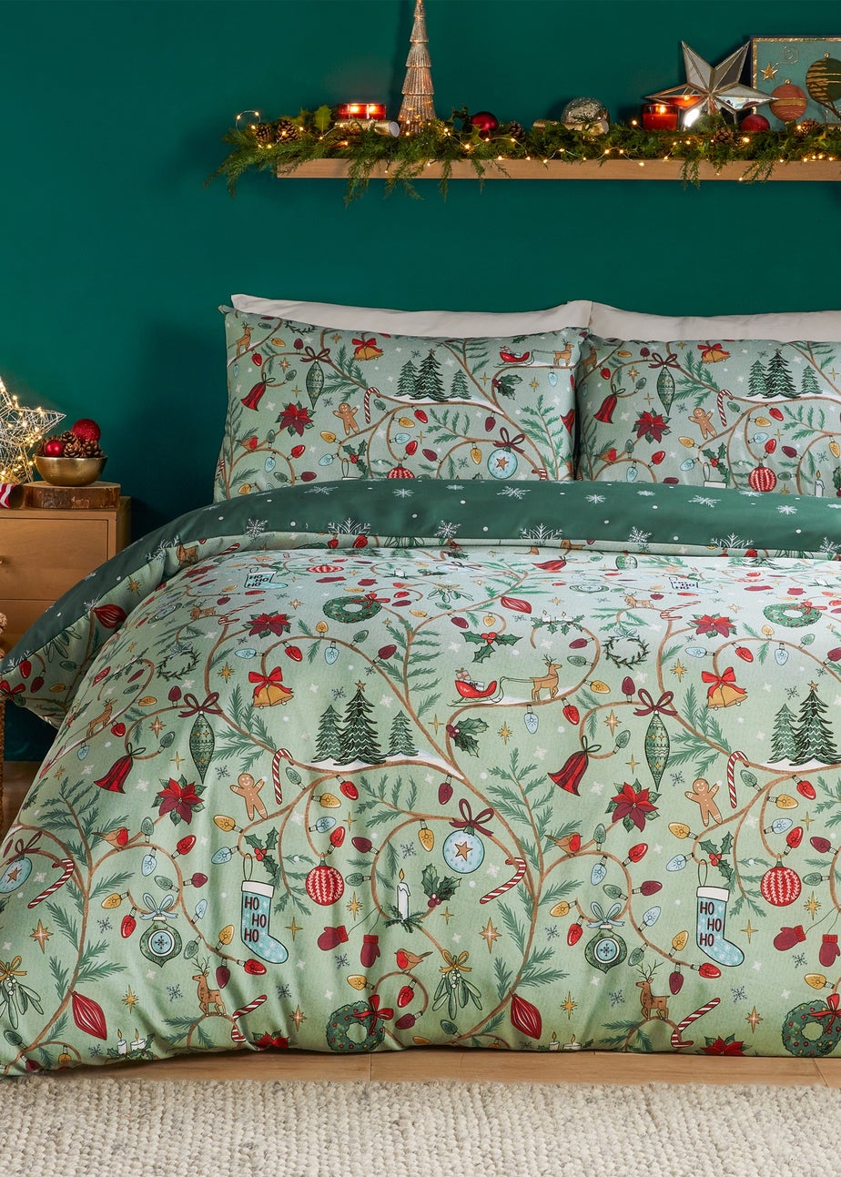 Duvet Day Noelle Soft Touch Reversible Green Duvet Set