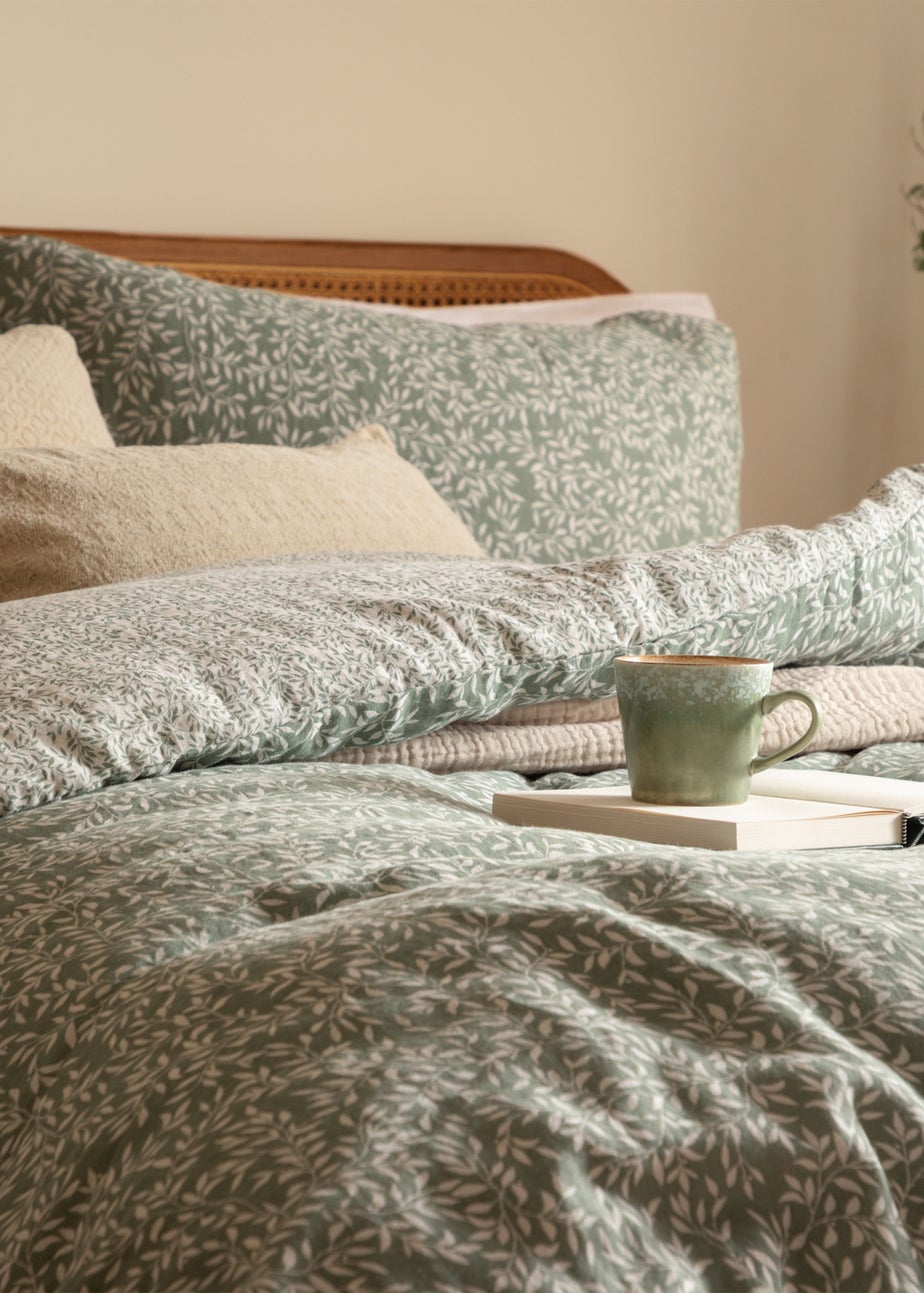 Yard Perrie Leaf Muslin 100% Cotton Forest Green Duvet Set