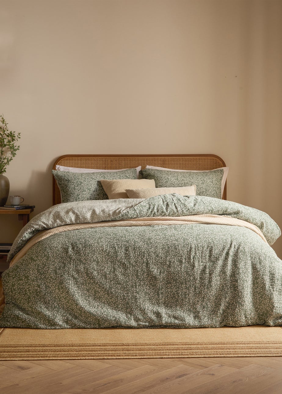 Yard Perrie Leaf Muslin 100% Cotton Forest Green Duvet Set