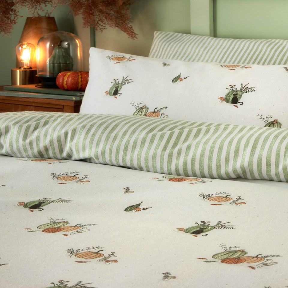 Wylder Nature Pumpkin Spice Brushed Cotton Reversible White Duvet Set
