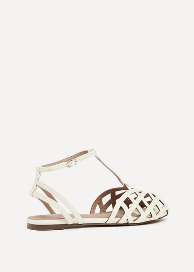 Linzi Santi Ivory Faux Leather Caged Flat Sandal