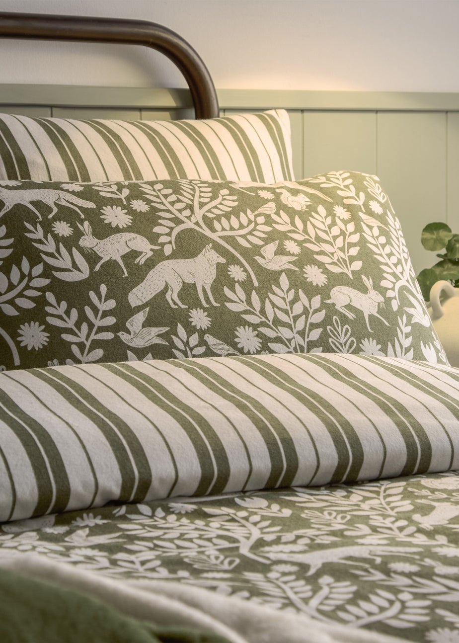 Furn Skandi Woodland Brushed Cotton Thyme Green Duvet Set