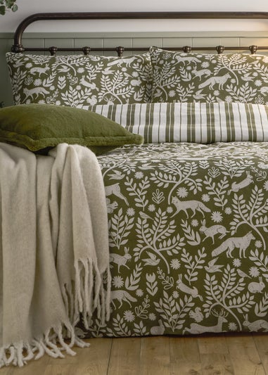 Furn Skandi Woodland Brushed Cotton Thyme Green Duvet Set