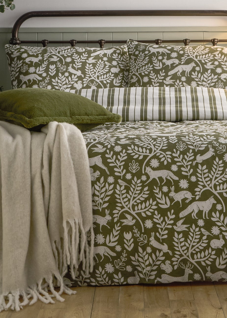 Furn Skandi Woodland Brushed Cotton Thyme Green Duvet Set