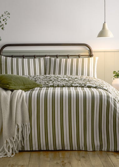 Furn Skandi Woodland Brushed Cotton Thyme Green Duvet Set
