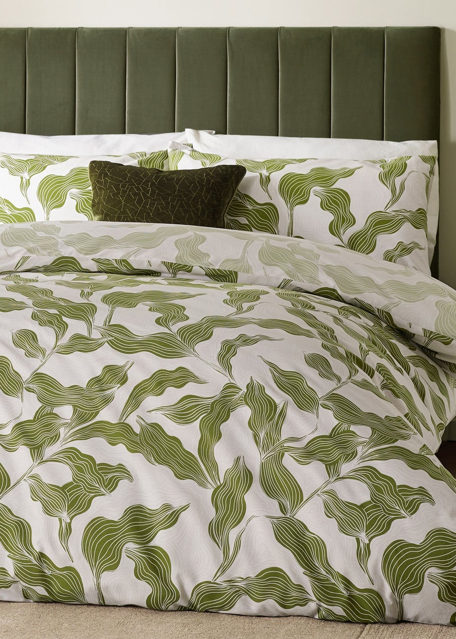Hoem Lauro Printed Reversible Olive Duvet Set