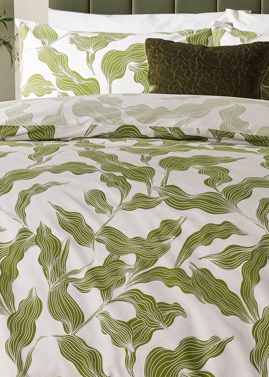Hoem Lauro Printed Reversible Olive Duvet Set