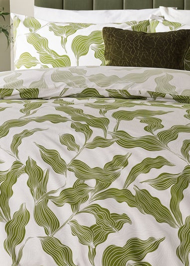 Hoem Lauro Printed Reversible Olive Duvet Set
