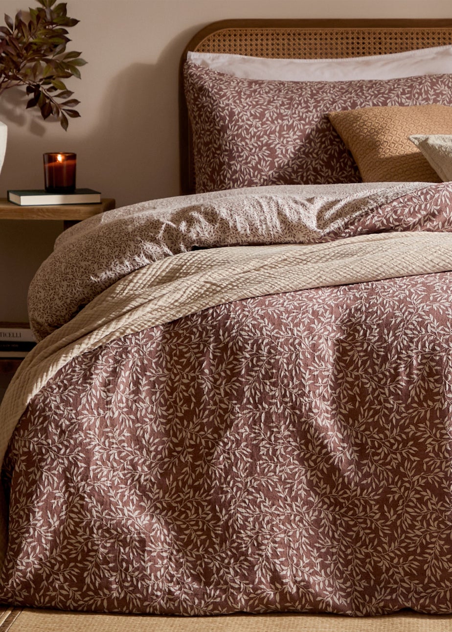 Yard Perrie Leaf Muslin 100% Cotton Cinnamon Duvet Set