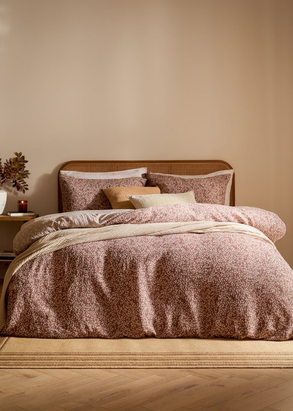 Yard Perrie Leaf Muslin 100% Cotton Cinnamon Duvet Set