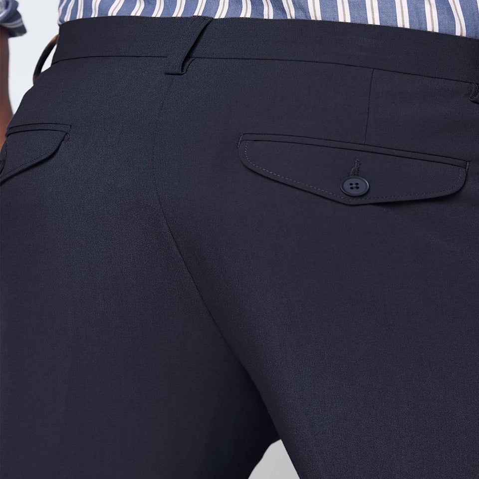 Cotton Traders Midnight Blue Ultra Comfort 4 Way Stretch Twin Pleat Trousers