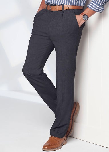 Cotton Traders Ash Grey Ultra Comfort 4 Way Stretch Twin Pleat Trousers