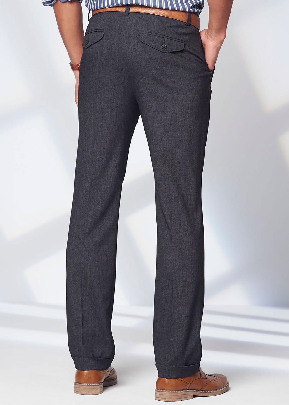 Cotton Traders Ash Grey Ultra Comfort 4 Way Stretch Twin Pleat Trousers