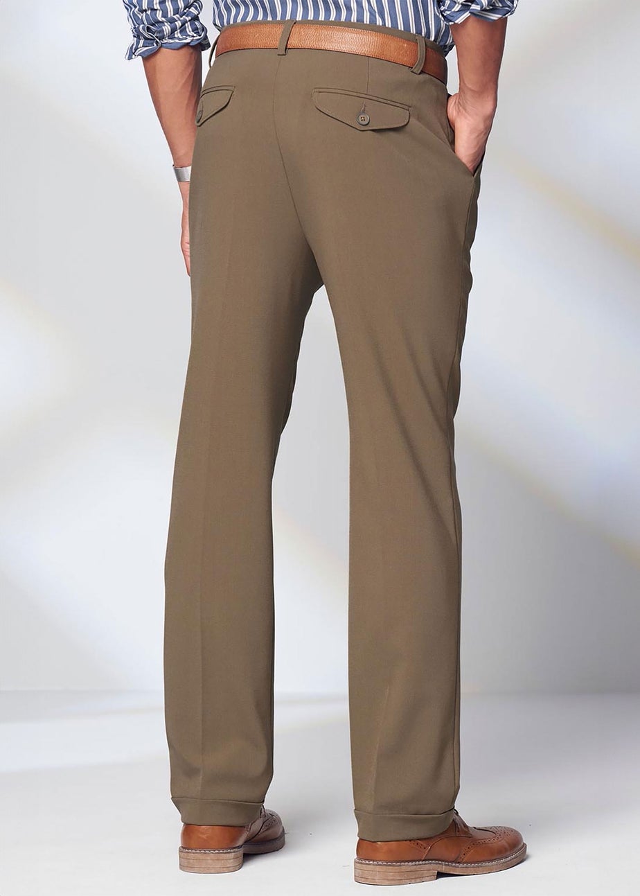 Cotton Traders Taupe Ultra Comfort 4 Way Stretch Twin Pleat Trousers