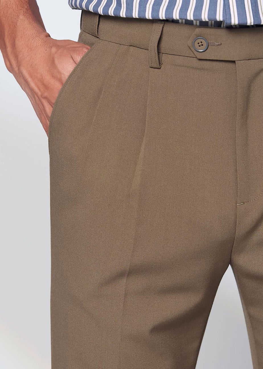 Cotton Traders Taupe Ultra Comfort 4 Way Stretch Twin Pleat Trousers