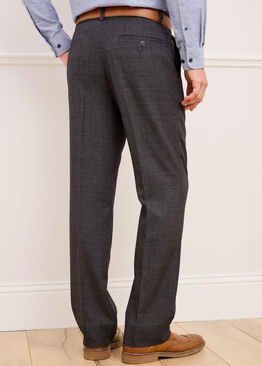 Cotton Traders Smoke Grey Check Supreme Easy Care Trousers