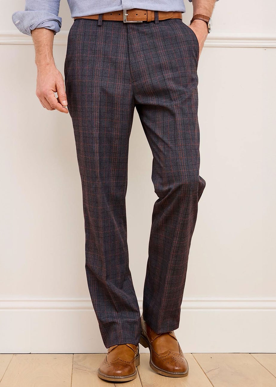 Cotton Traders Truffle Check Supreme Easy Care Trousers