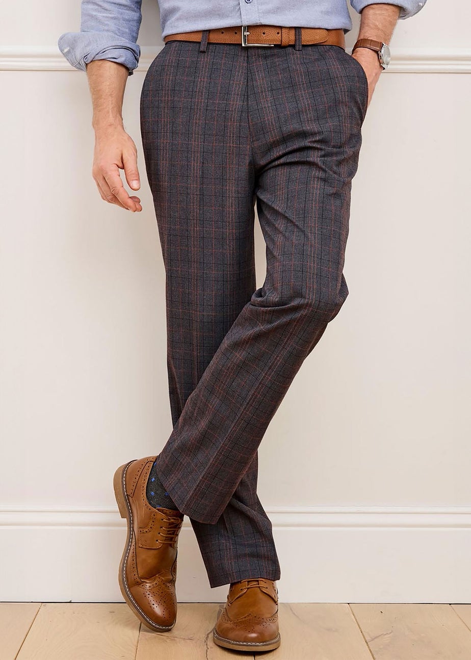 Cotton Traders Truffle Check Supreme Easy Care Trousers