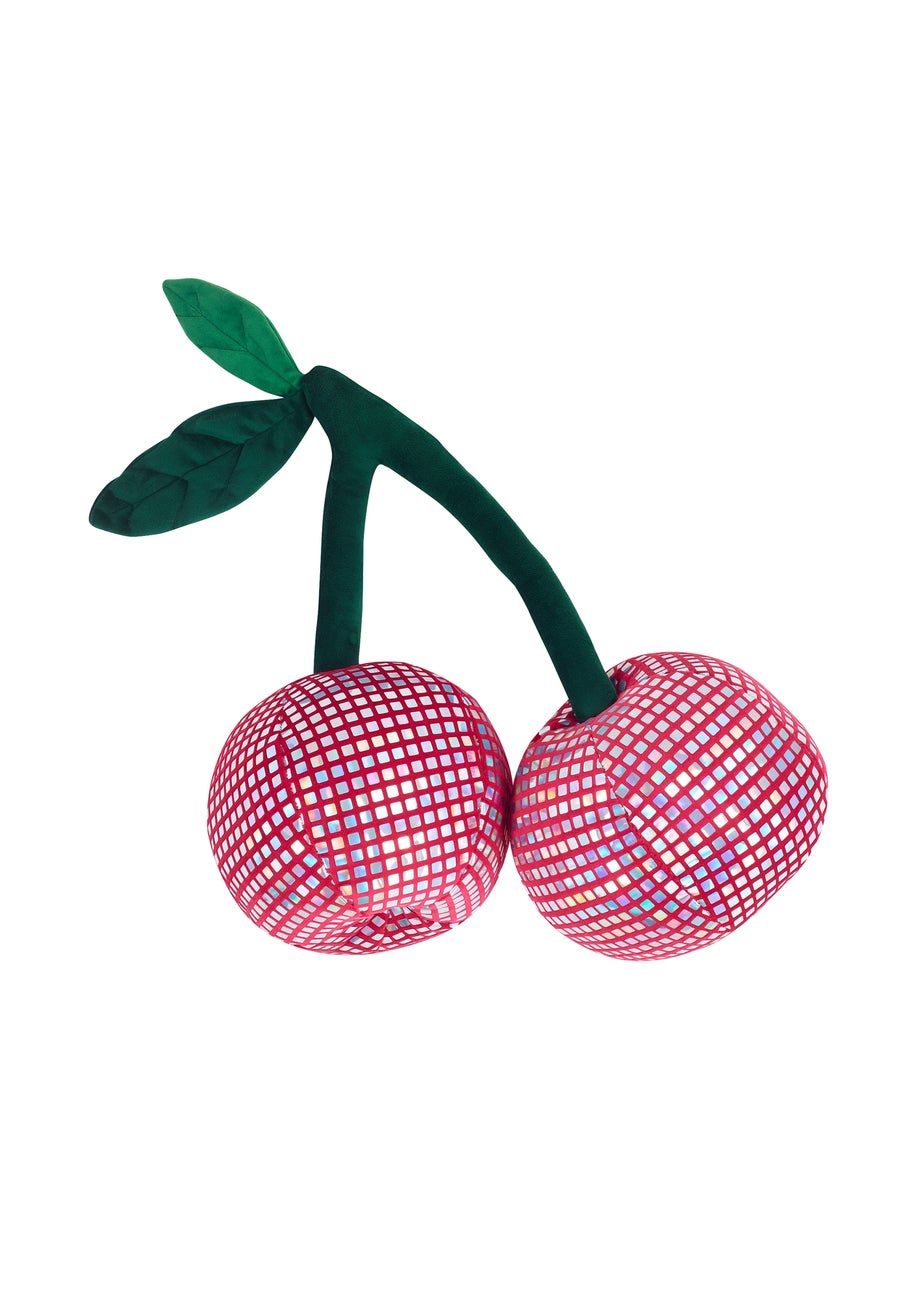Catherine Lansfield Disco Cherries 3D Shaped Cushion Pink