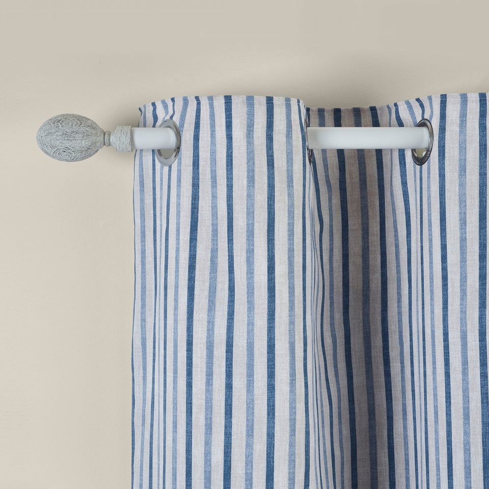 Catherine Lansfield Logan Stripe Lined Eyelet Curtains Blue