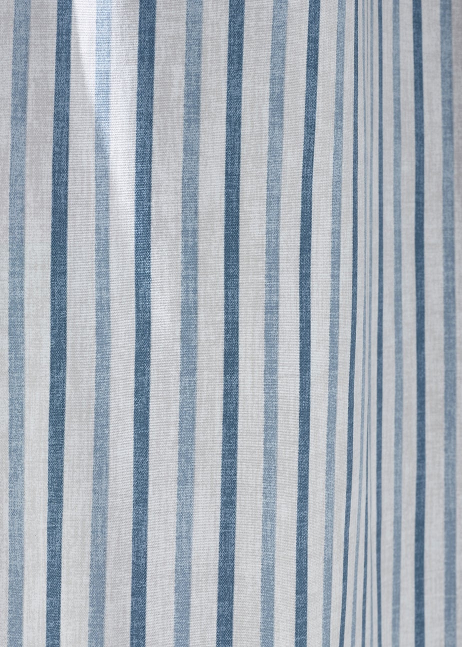 Catherine Lansfield Logan Stripe Lined Eyelet Curtains Blue