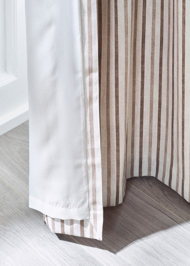 Catherine Lansfield Logan Stripe Lined Eyelet Curtains Natural