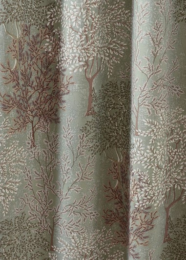 Catherine Lansfield Woodland Trees Lined Pencil Pleat Curtains Green