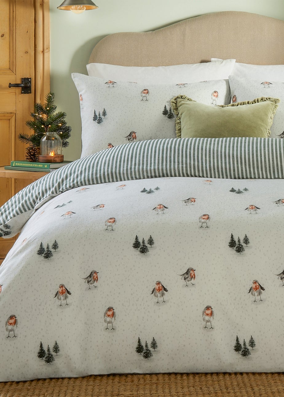 Wylder Nature Robin's Return Brushed Cotton Cream/Pine Duvet Set