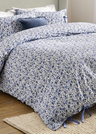 Wylder Nature Hannah Floral 100% Cotton Blue Duvet Set