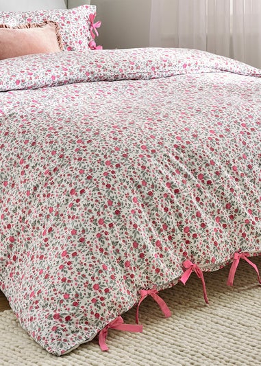 Wylder Nature Hannah Floral 100% Cotton Pink Duvet Set