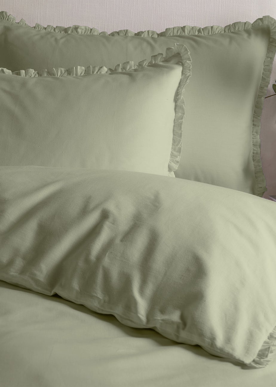 Wylder Nature Tilly 100% Cotton Ruffle Sage Duvet Set