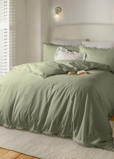 Wylder Nature Tilly 100% Cotton Ruffle Sage Duvet Set