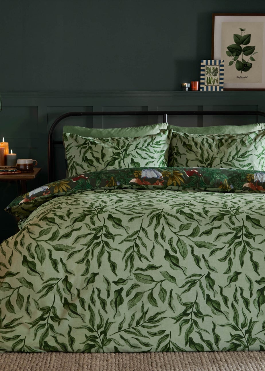 Furn Into The Woods Printed Reversible Forest Green Duvet Set