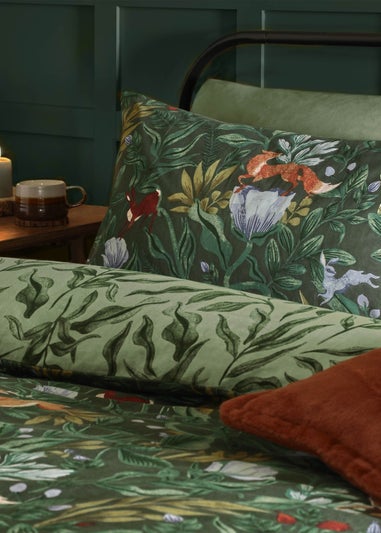 Furn Into The Woods Printed Reversible Forest Green Duvet Set