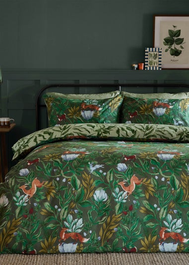 Furn Into The Woods Printed Reversible Forest Green Duvet Set