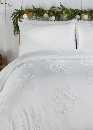 Duvet Day Snow Crystal Tufted Soft Touch White Duvet Set