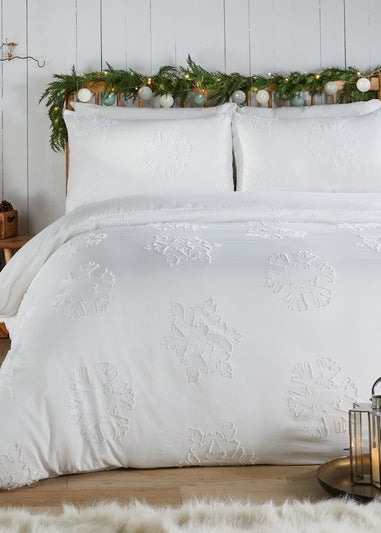 Duvet Day Snow Crystal Tufted Soft Touch White Duvet Set