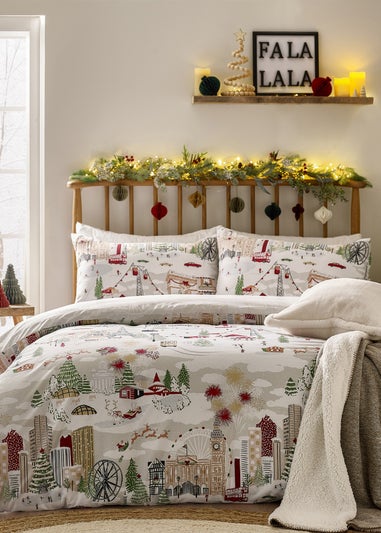 Furn Joy To All Printed White Duvet Set