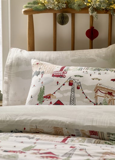 Furn Joy To All Printed White Duvet Set