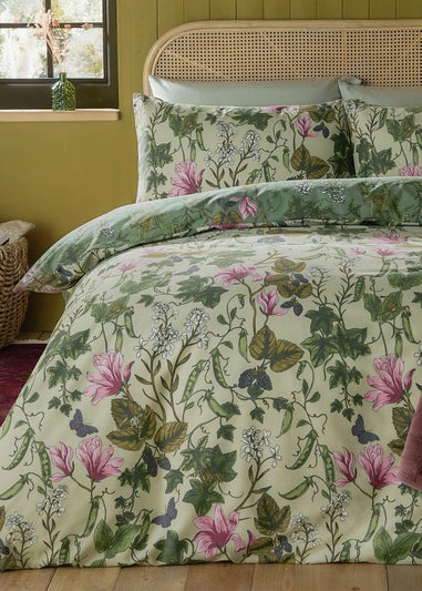 Furn Mystic Berry Floral Reversible Green Duvet Set