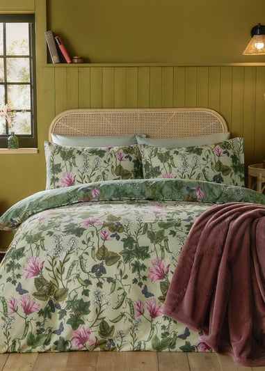 Furn Mystic Berry Floral Reversible Green Duvet Set