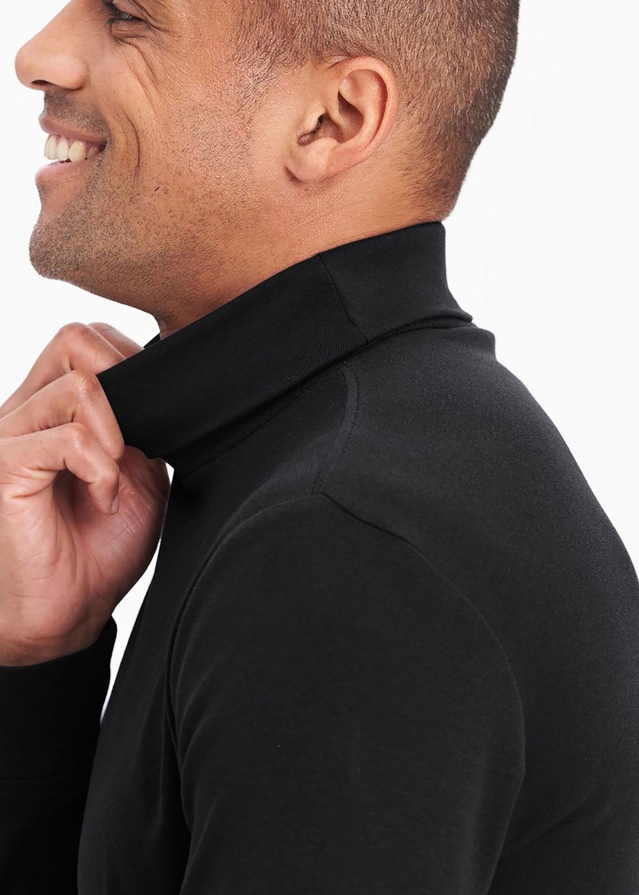 Cotton Traders Black Long Sleeve Roll Neck Top