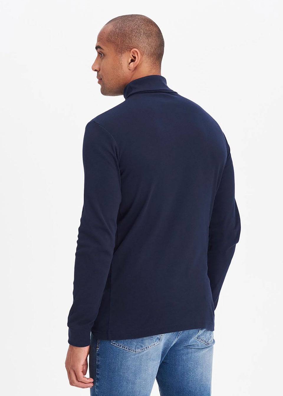 Cotton Traders Navy Long Sleeve Roll Neck Top