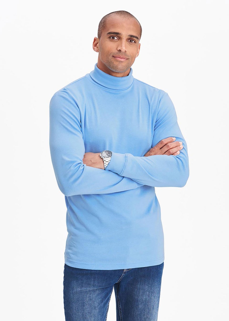 Cotton Traders Blue Frost Long Sleeve Roll Neck Top
