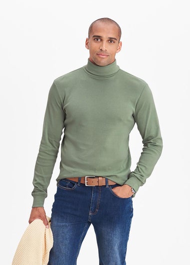 Cotton Traders Fresh Pear Long Sleeve Roll Neck Top