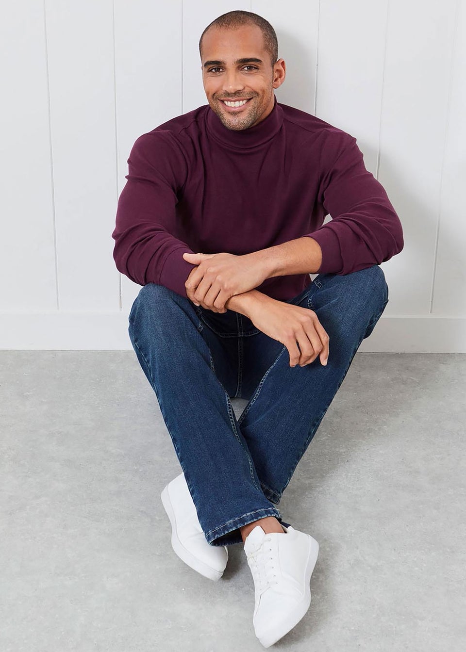 Cotton Traders Burgundy Long Sleeve Roll Neck Top