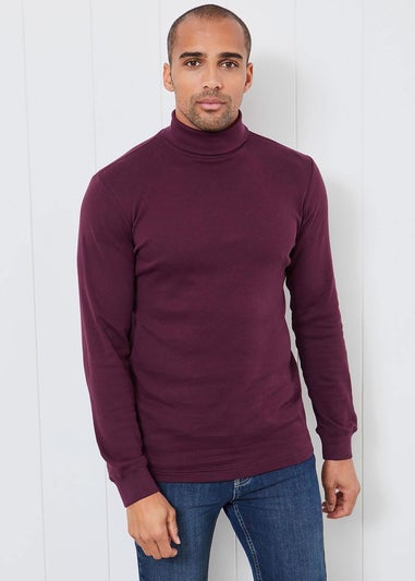 Cotton Traders Burgundy Long Sleeve Roll Neck Top