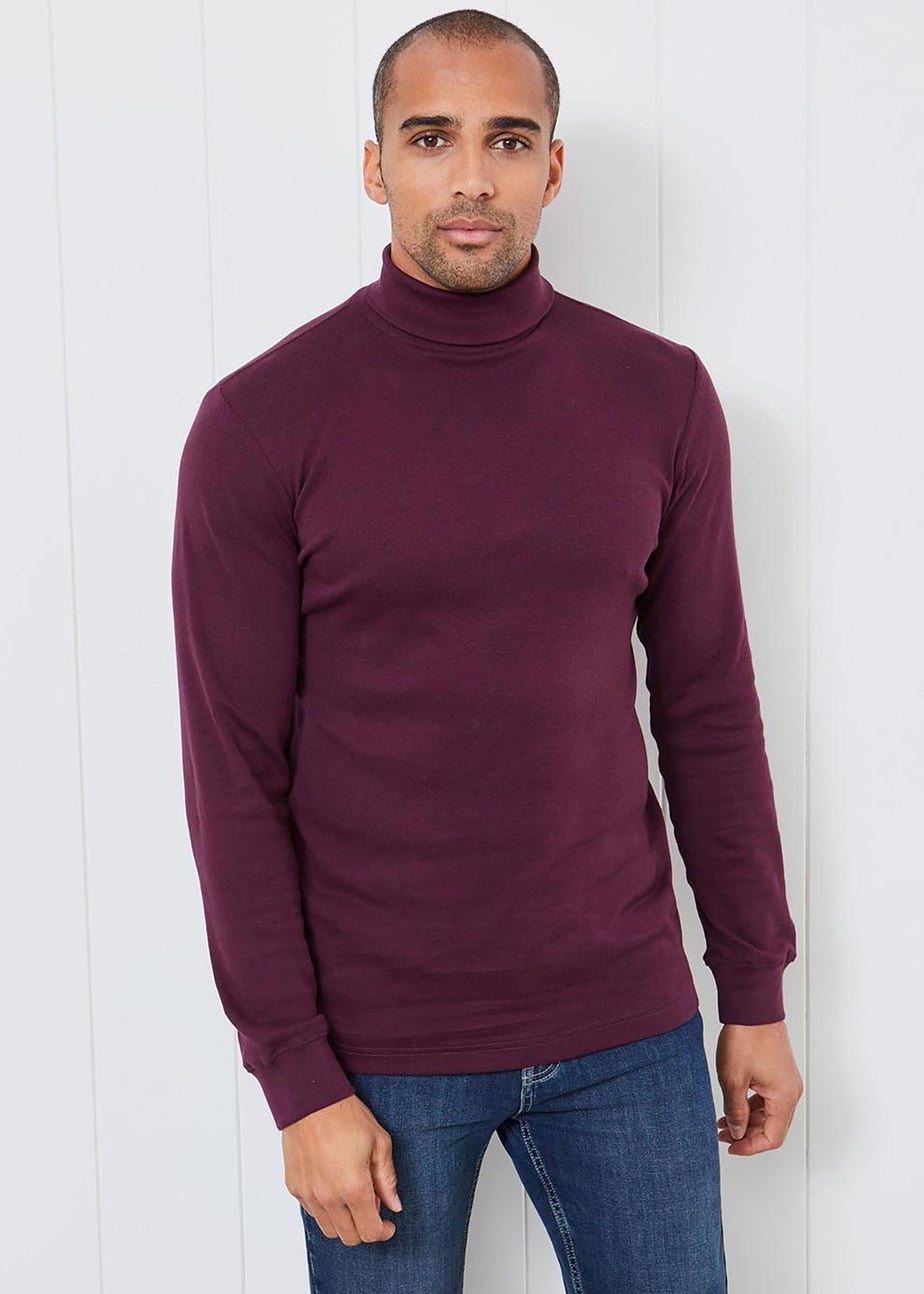 Cotton Traders Burgundy Long Sleeve Roll Neck Top
